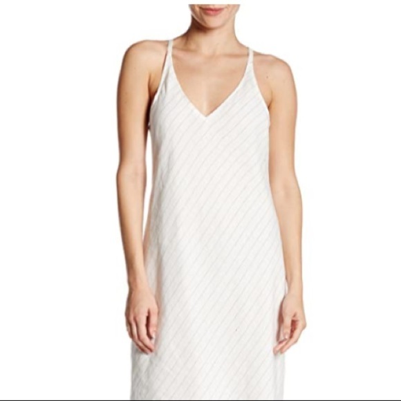 ATM Anthony Thomas Melillo Linen V Neck Sleeveless Stripe Midi Dress - Picture 4 of 11